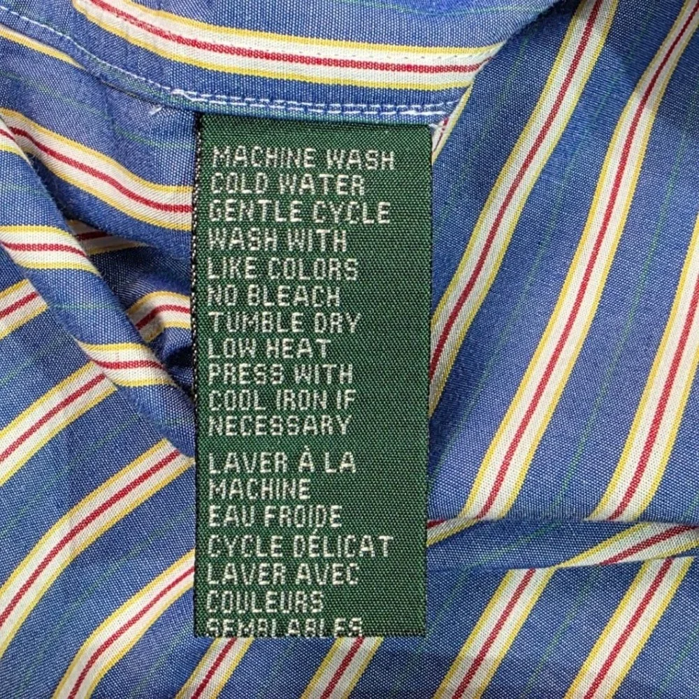 Lauren Ralph Lauren 90s Button Down Shirt Oxford 6P Striped Wreath Crest Logo